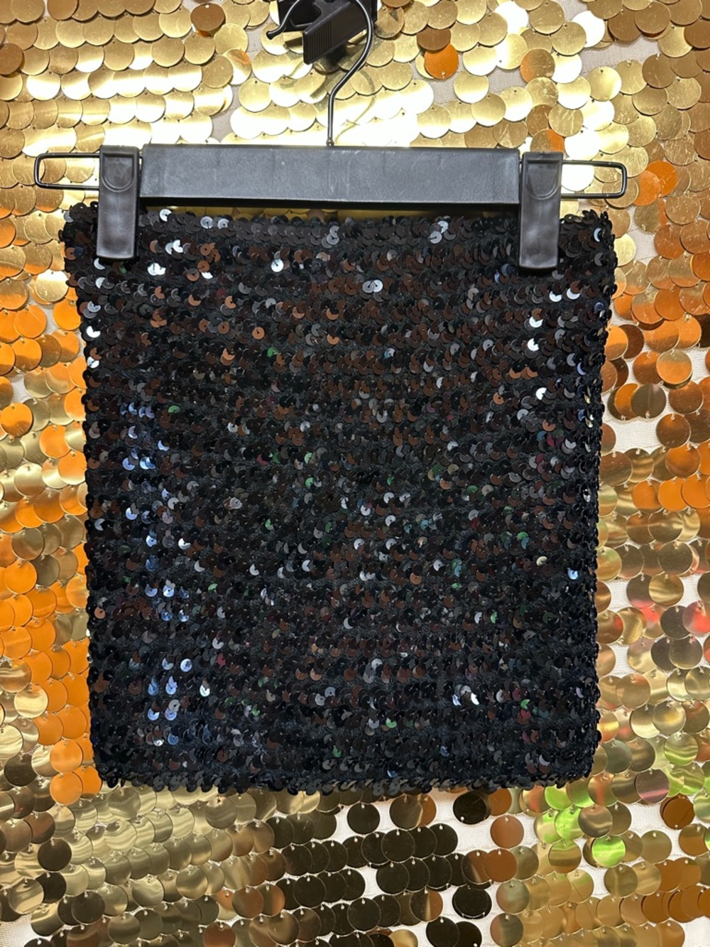 Source Unknown vintage tube Black Sequin Crop Top